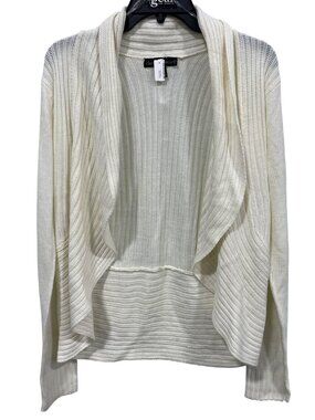 Derek Heart Cardigan Sweater XL Open Front Long Sleeve White Cozy Minimalist NEW
